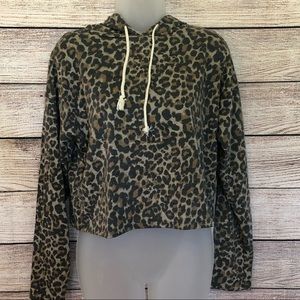Caution to the Wind Leopard Crop Hoodie